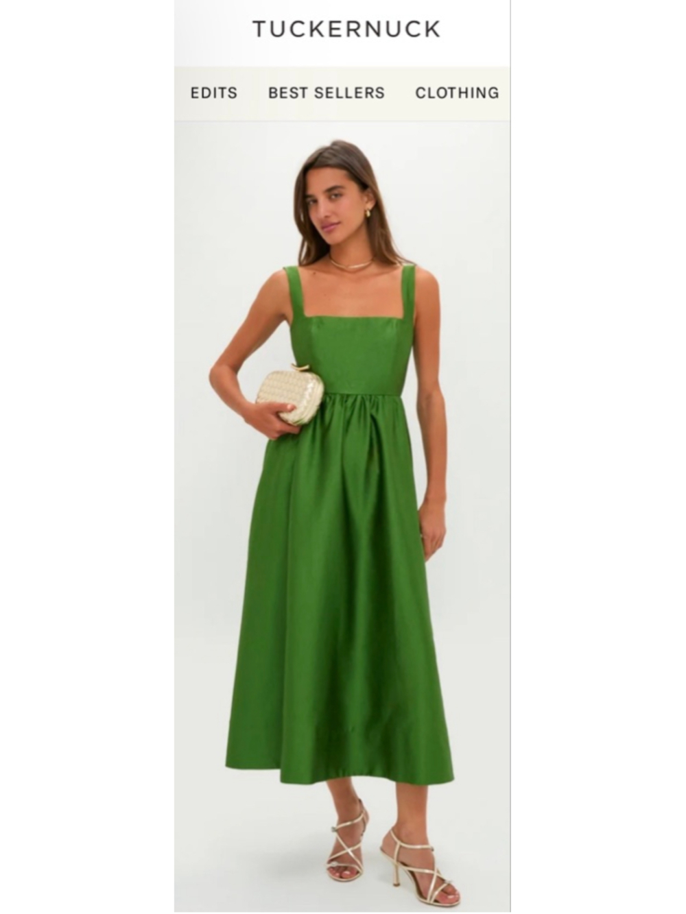 NWT Tuckernuck Emerald Green Dupioni Esme Midi Dress M - Picture 3 of 7